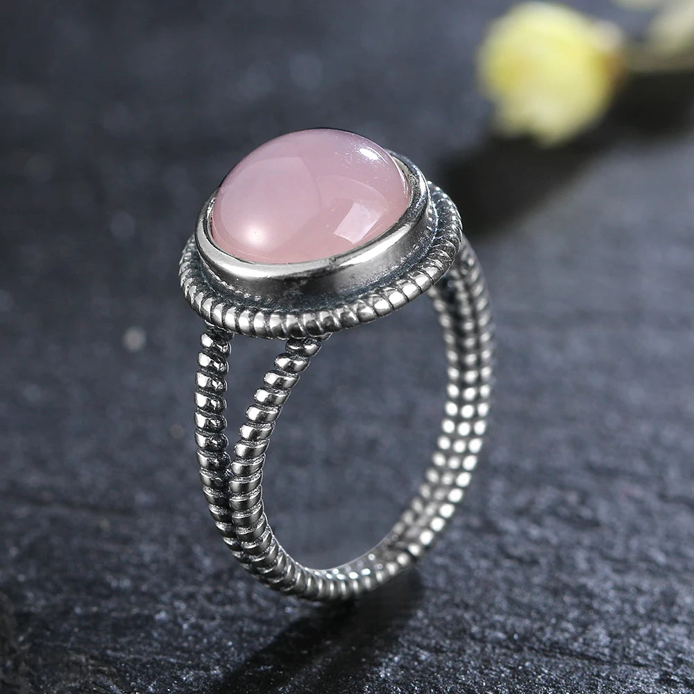 925 Sterling Silver Rings - Rose Quartz Collection - non-plated