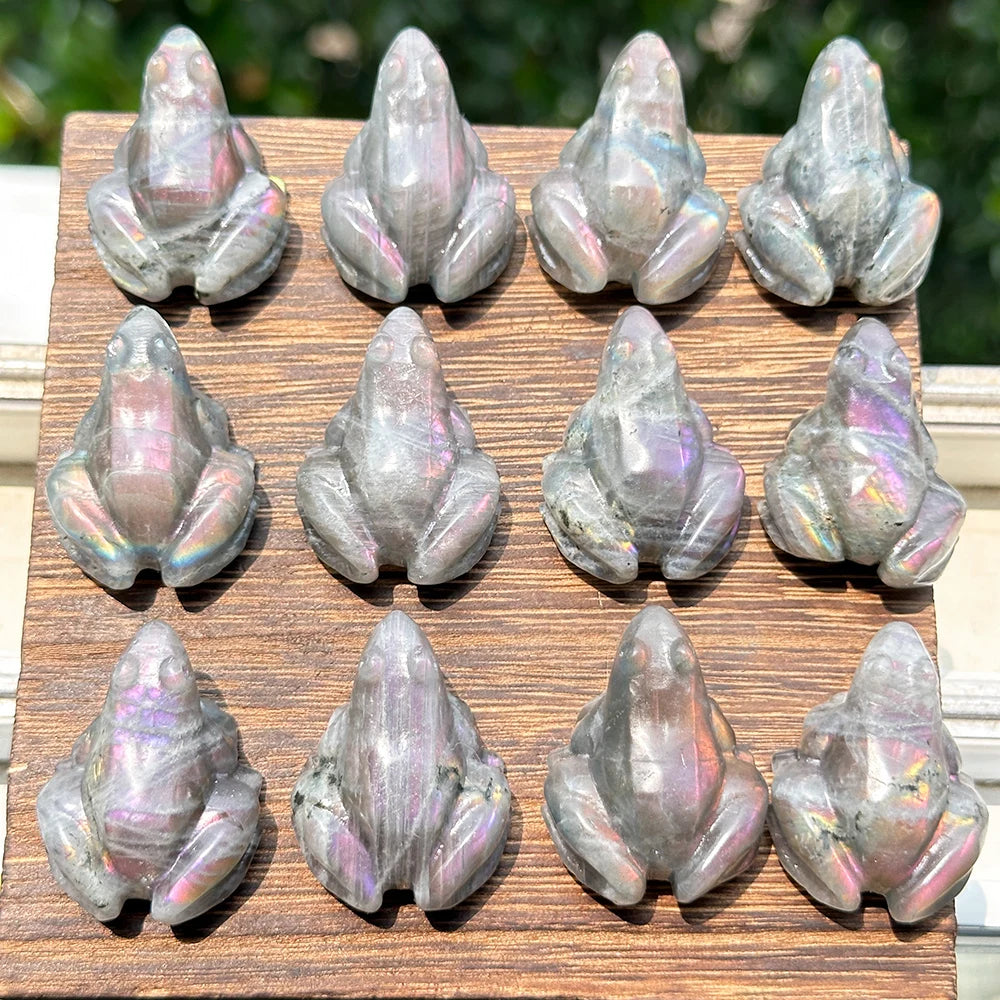 Mini Labradorite Crystal Frog Carving