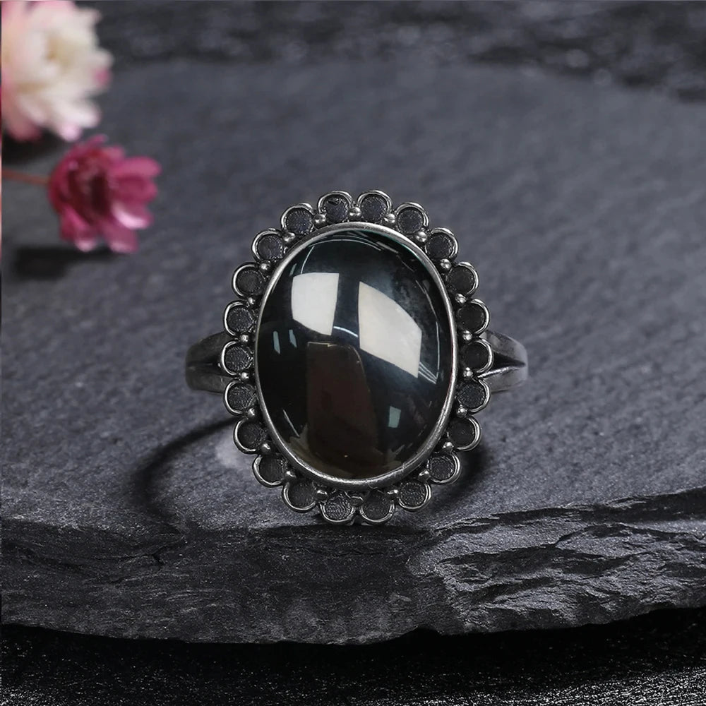 925 Sterling Silver Rings - Black Agate Collection - non-plated