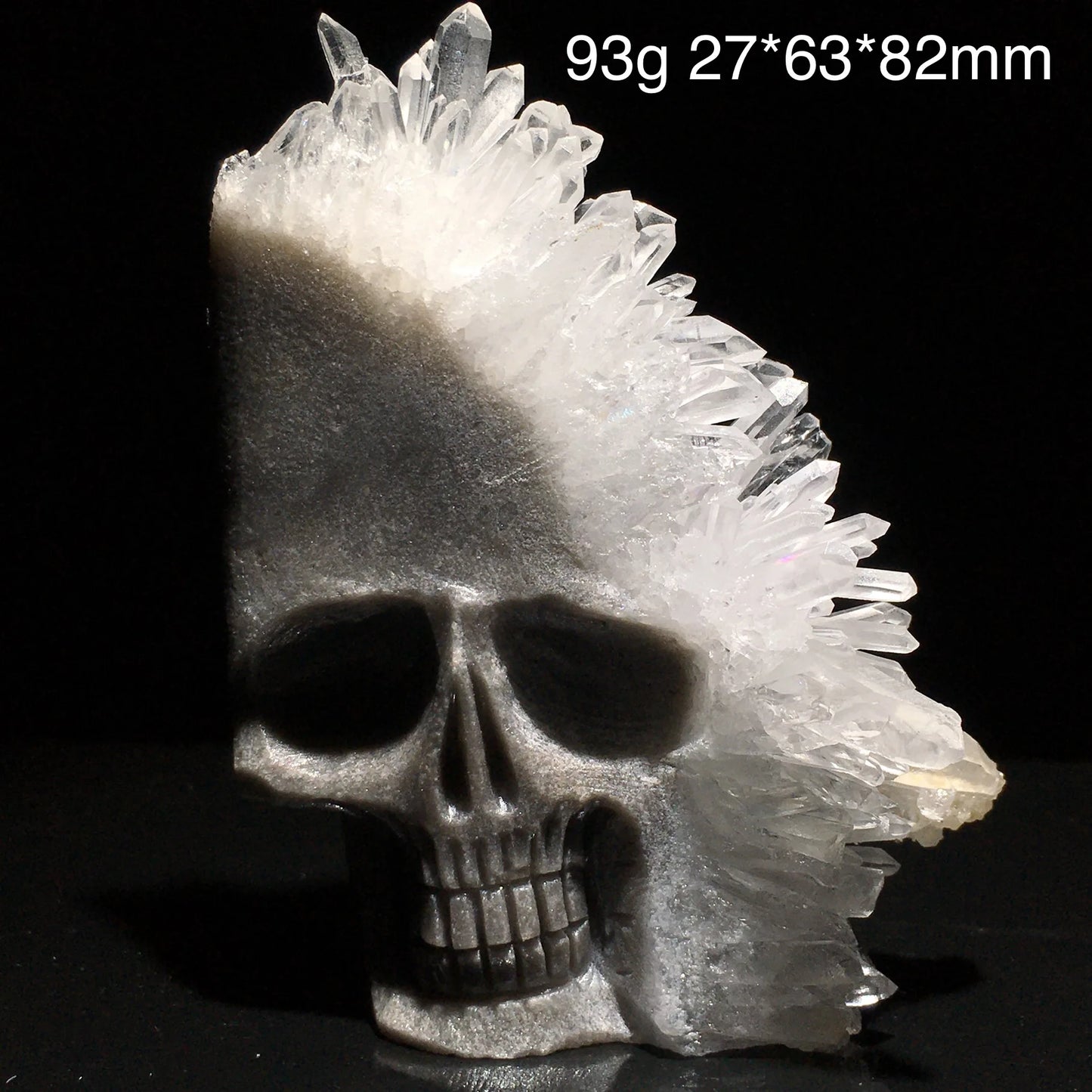 Clear Quartz Crystal Cluster Skull Carving
