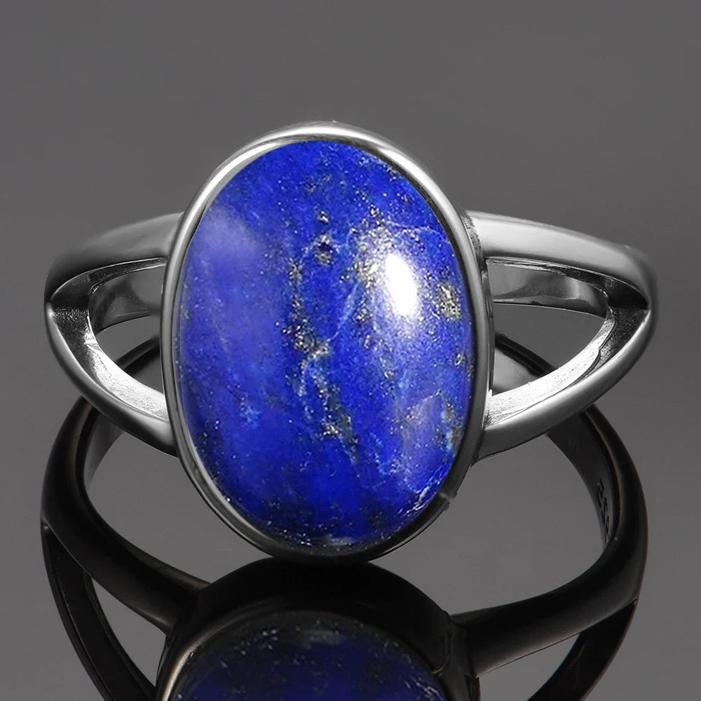 925 Sterling Silver Rings - Lapis Lazuli Collection - non-plated