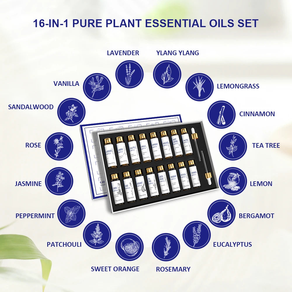 Essential Oils Set - 16 x 10ml Each - Hiqili Collection