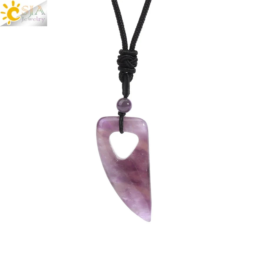 Crystal Dog Tooth Pendant Necklace