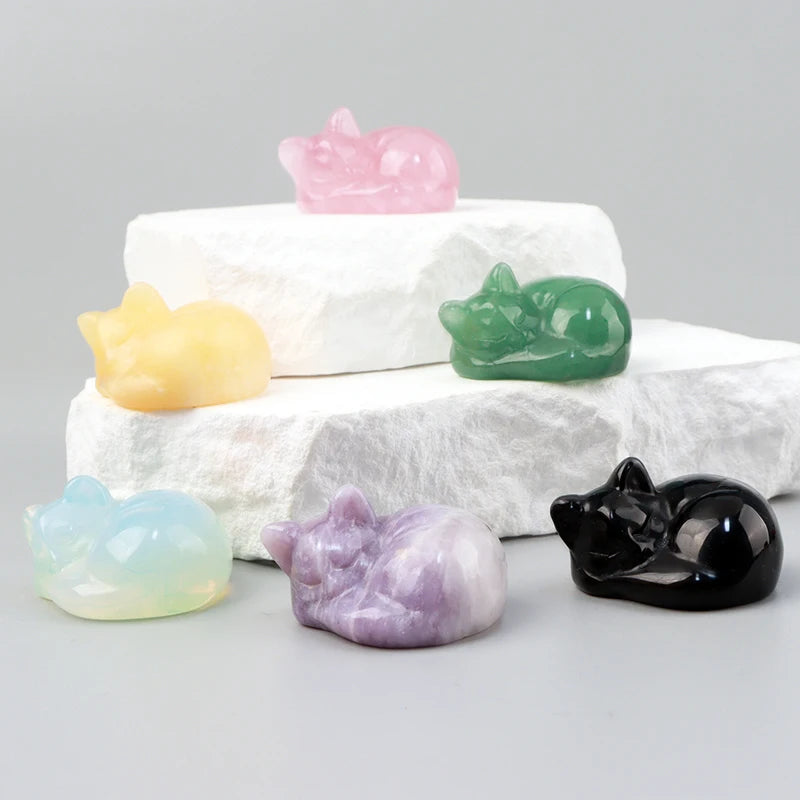 Mini Sleeping Kitty Carvings