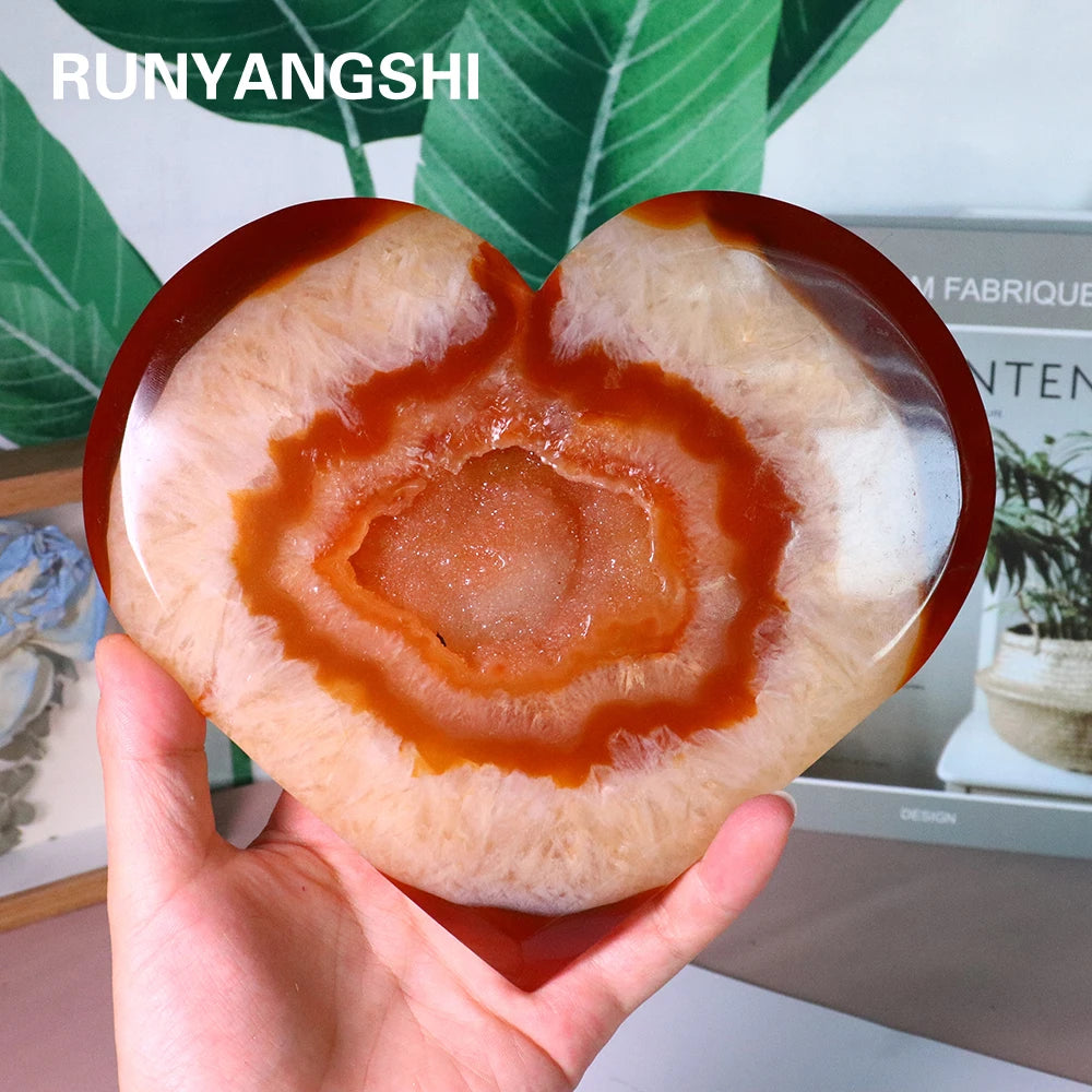 Large Carnelian Crystal Druzy Heart