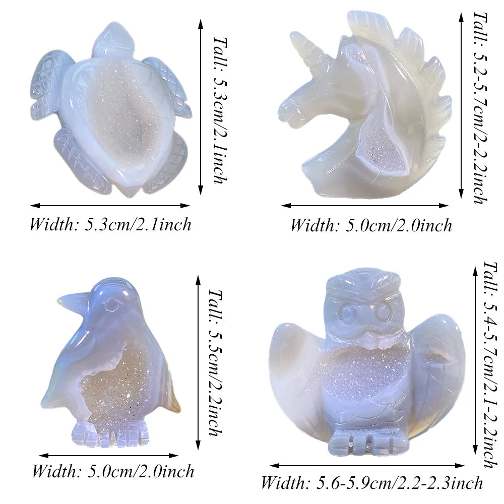 Druzy Agate Crystal Carvings - Spirit Collection