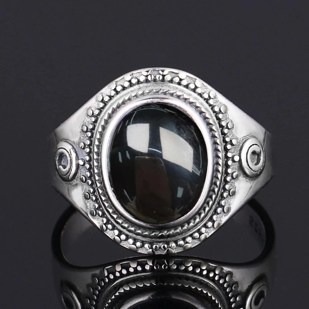 925 Sterling Silver Rings - Black Agate Collection - non-plated