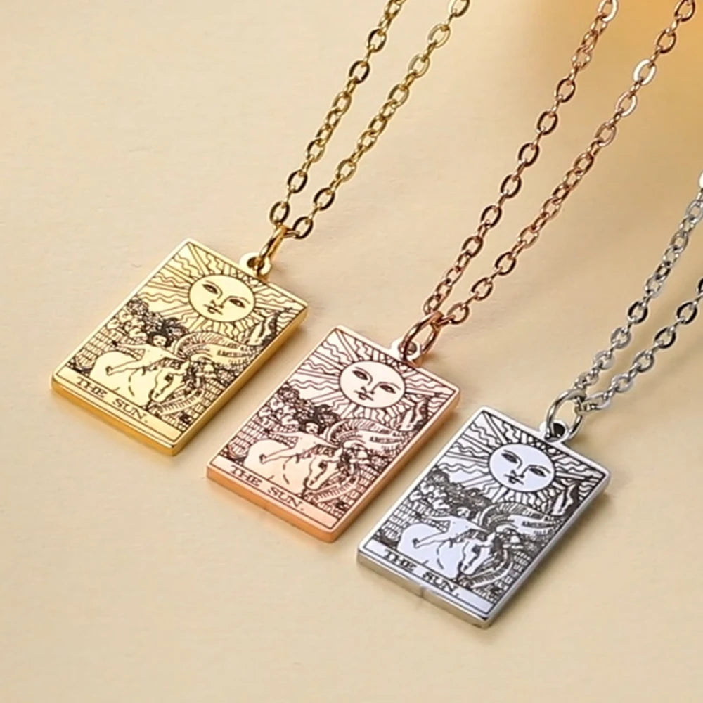 Stainless Steel Tarot Necklaces - Classic Collection - Rhodium, 14k Rose Gold or 18k Yellow Gold Plated