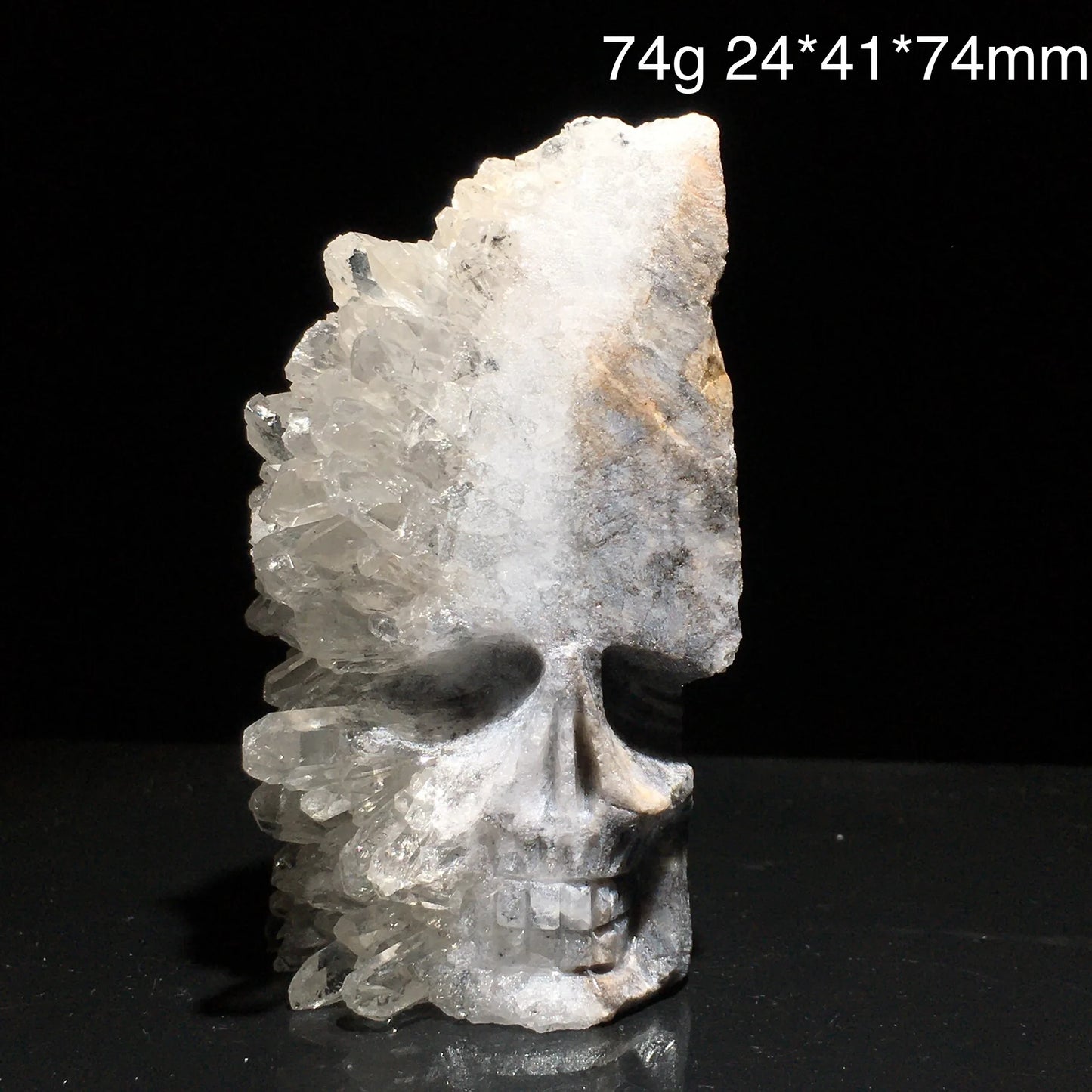 Clear Quartz Crystal Cluster Skull Carving