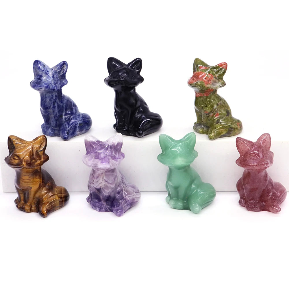 Mini Crystal Fox Carvings