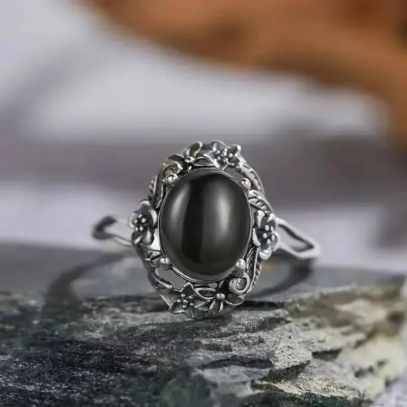 925 Sterling Silver Rings - Black Agate Collection - non-plated