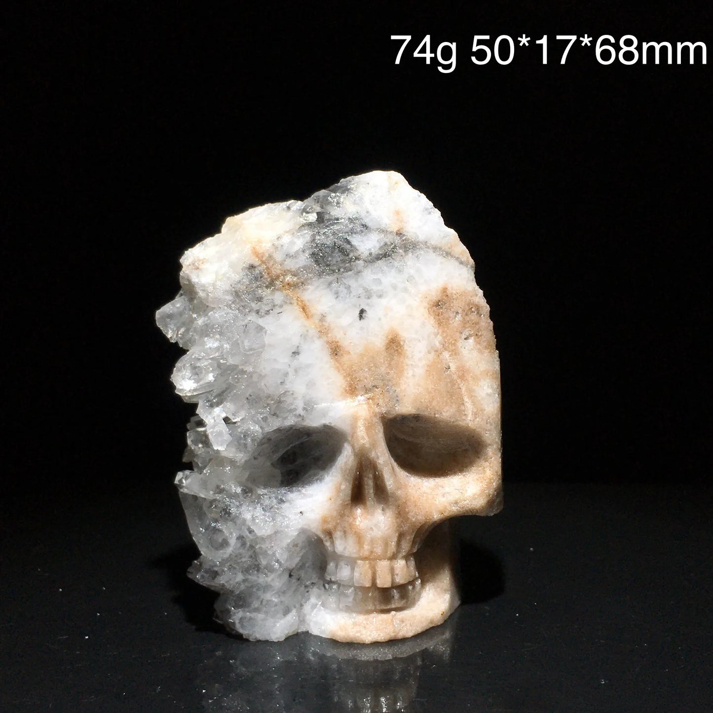 Clear Quartz Crystal Cluster Skull Carving