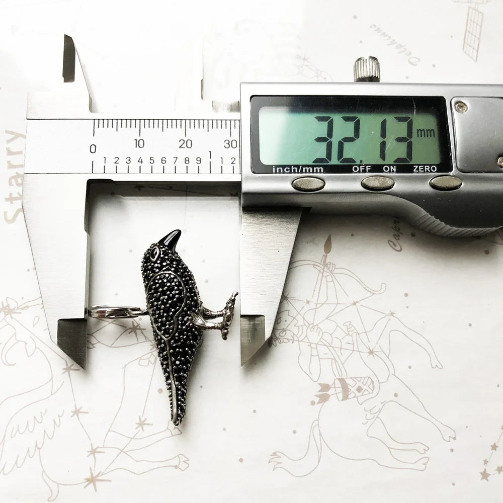 925 Silver and Zircon Stoned Black Raven Pendant Charm