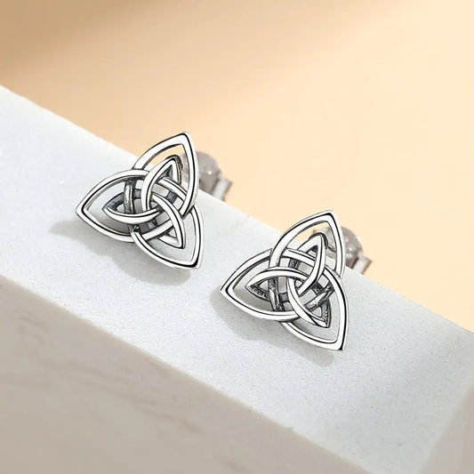 925 Sterling Silver Triquetra Stud Earrings