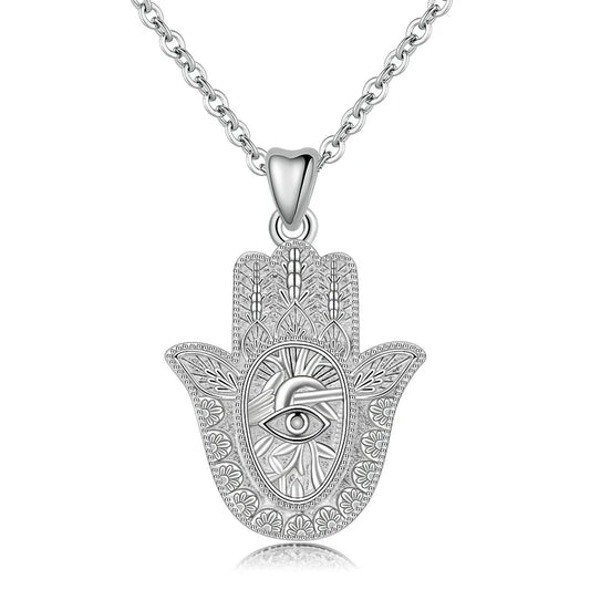 925 Sterling Silver Evil Eye Hamsa Hand Necklace