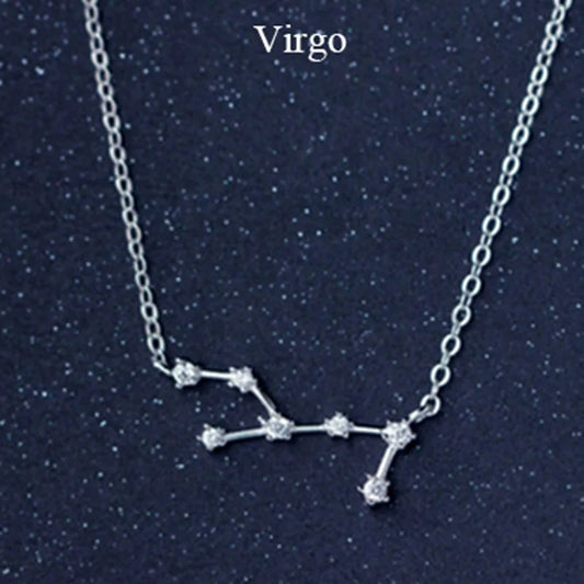 925 Sterling Silver Zircon Necklace - Zodiac Collection