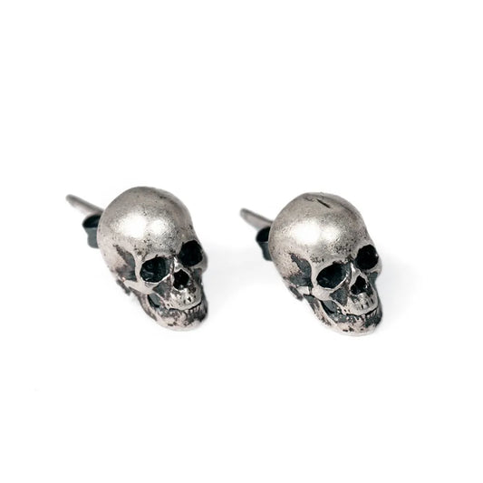 925 Sterling Silver Skull Stud Earrings - non-plated