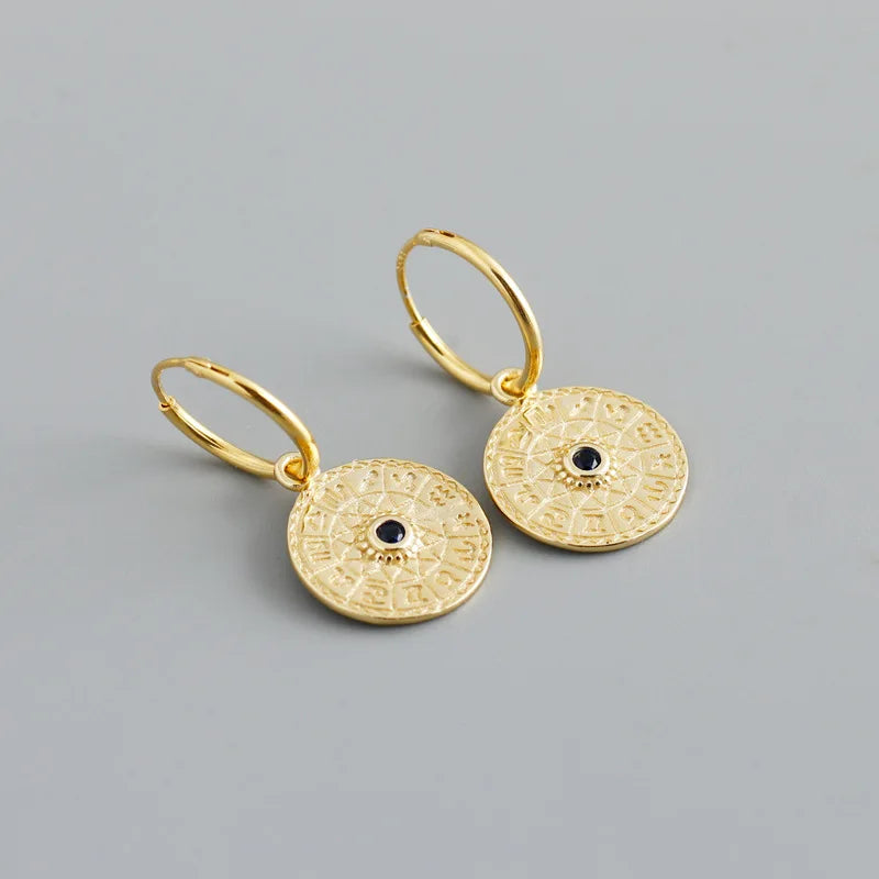 925 Sterling Silver Constellation Disk Drop Earrings - Platinum or Gold Plated