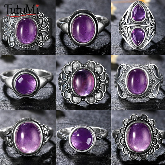 925 Sterling Silver Rings - Amethyst Collection - non-plated