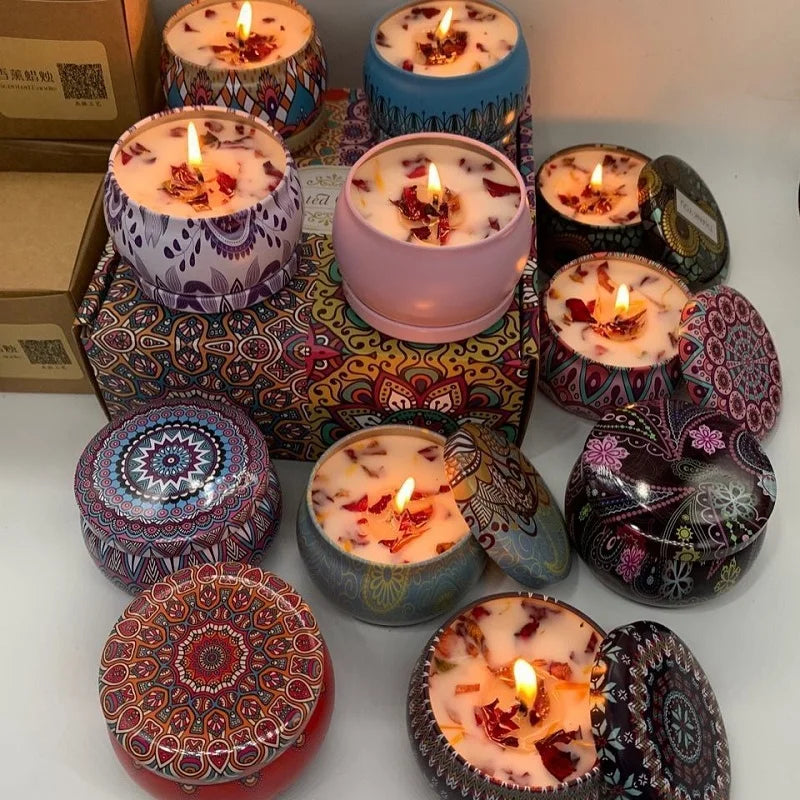 Scented Dried Floral Candle Jars  -1/4PCS
