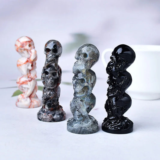 Stacked Skulls Crystal Carvings