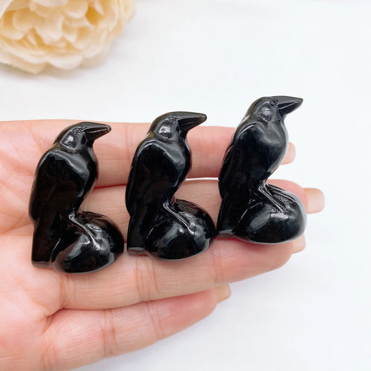 Mini Black Obsidian Crystal Raven