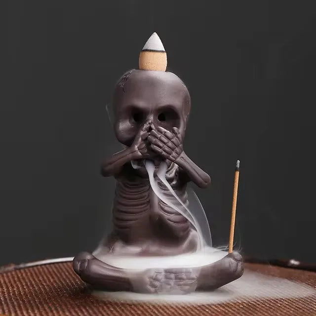 Back Flow Incense Burners - 3 Wise Skeletons Collection