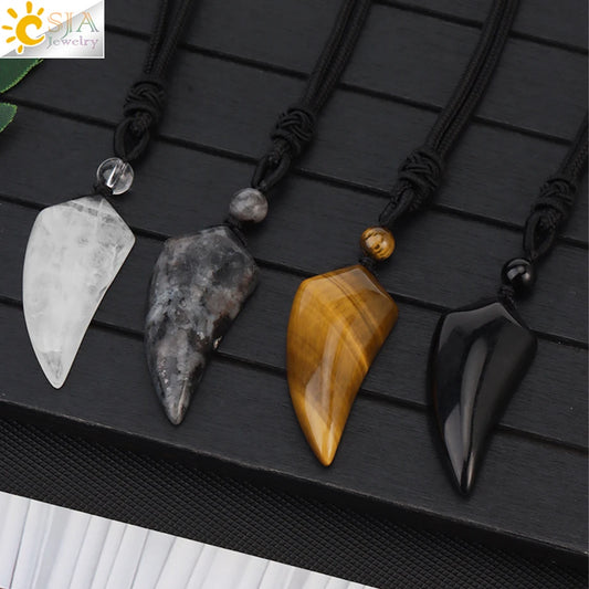 Crystal Dog Tooth Pendant Necklace