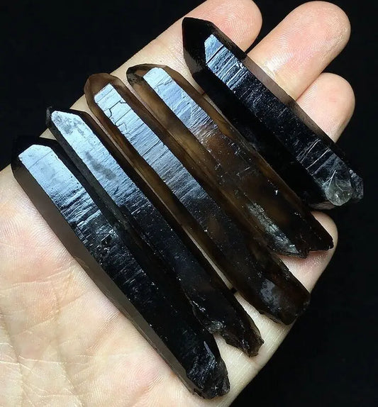 RARE Himalayan Black Smokey Quarts Crystal Point Specimens