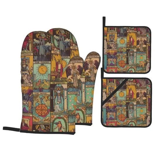 Tarot Oven Mitts and Pot Holders - 4Pc Set