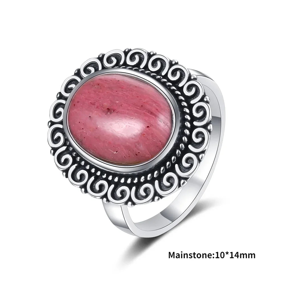 925 Sterling Silver Rings -  Rhodochrosite Collection - non-plated