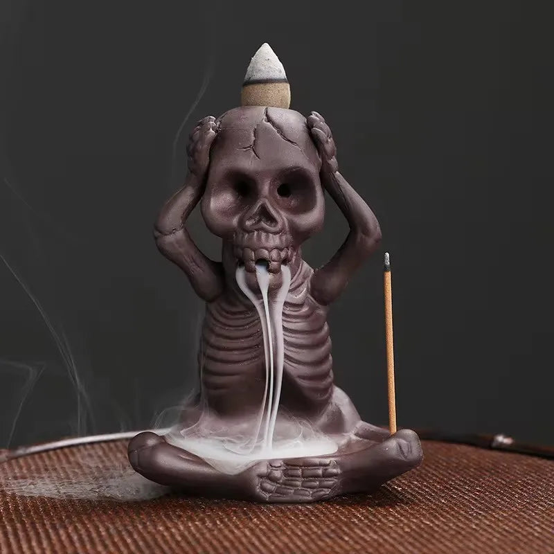 Back Flow Incense Burners - 3 Wise Skeletons Collection