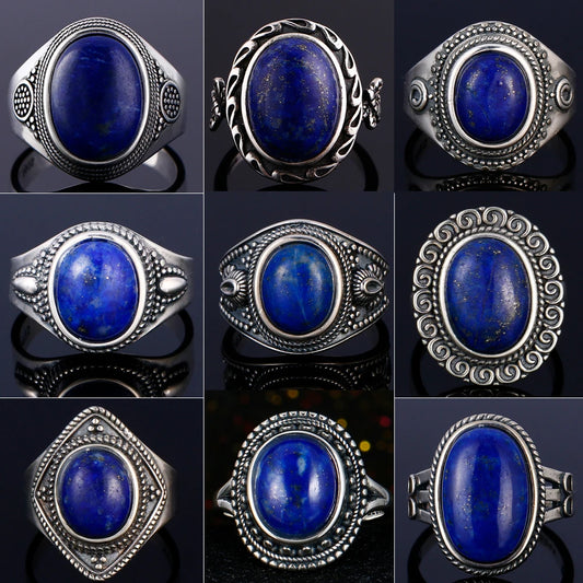 925 Sterling Silver Rings - Lapis Lazuli Collection - non-plated