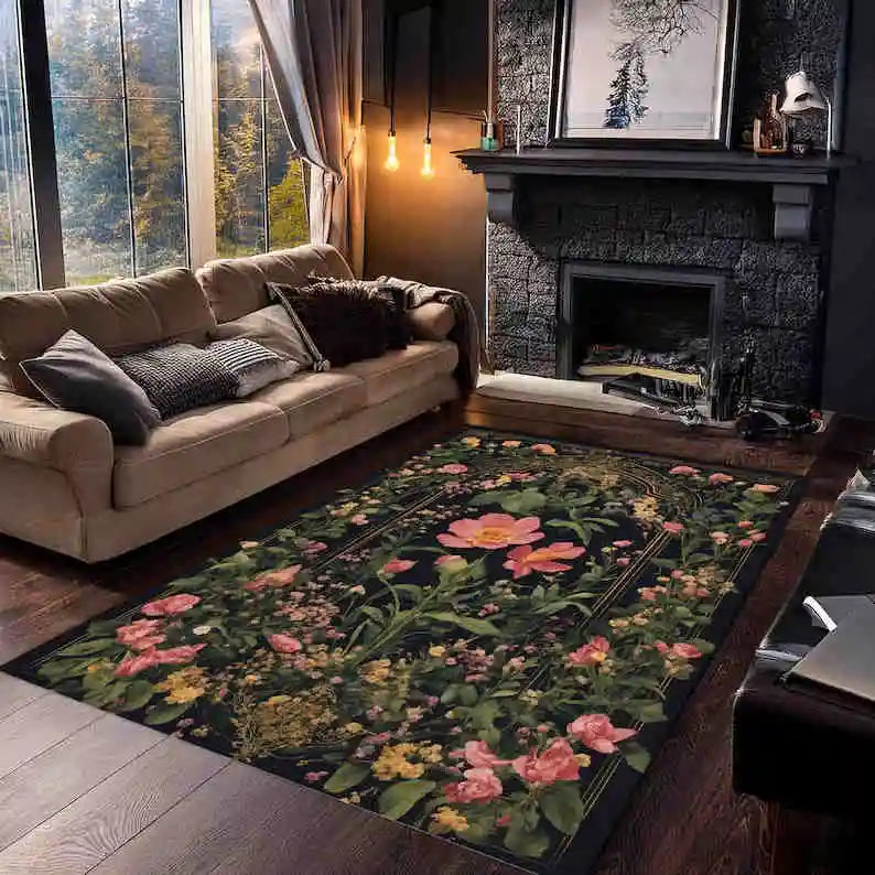 Dark Floral Rug Collection