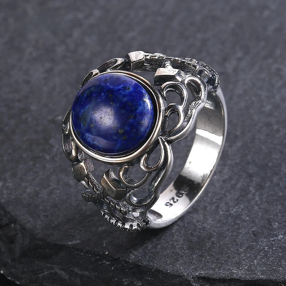 925 Sterling Silver Rings - Lapis Lazuli Collection - non-plated