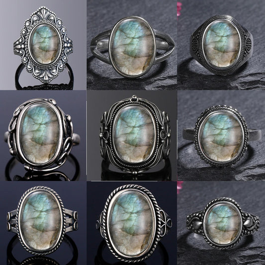925 Sterling Silver Rings - Labradorite Collection - non-plated