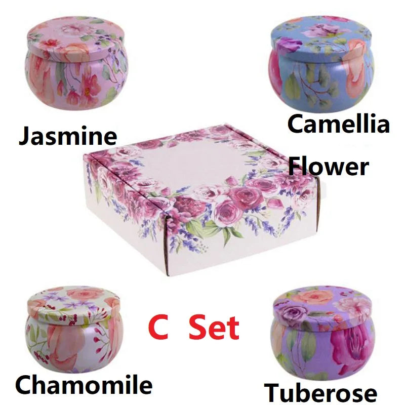 Scented Dried Floral Candle Jars  -1/4PCS