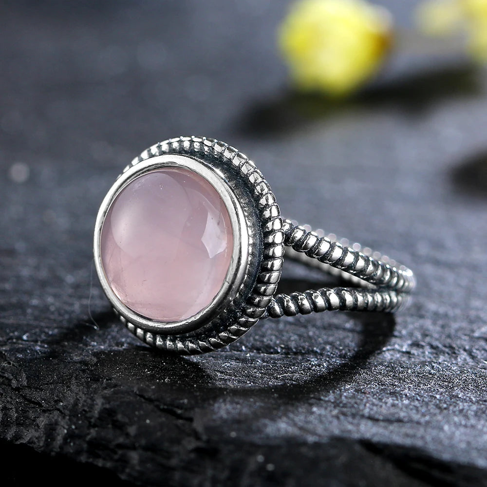 925 Sterling Silver Rings - Rose Quartz Collection - non-plated