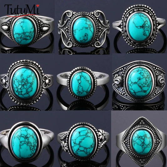 925 Sterling Silver Rings - Turquoise Collection - non-plated