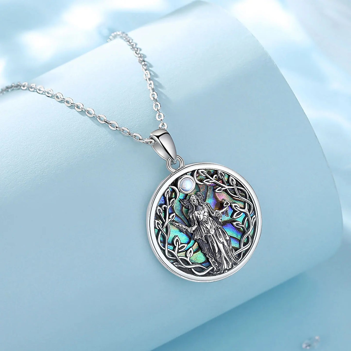 925 Sterling Silver Abalone Triple Goddess Necklace