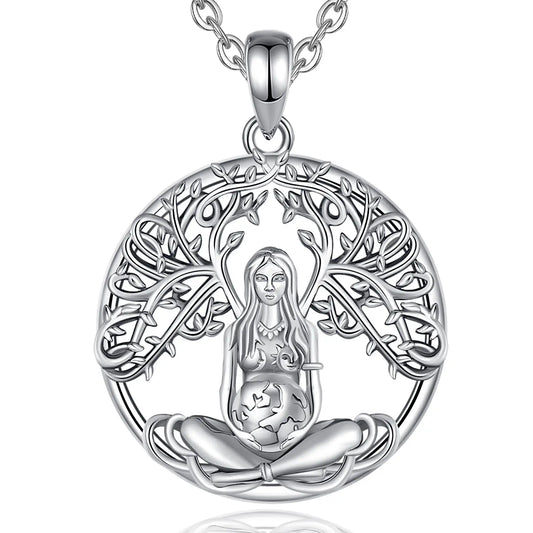 925 Sterling Silver Mother Earth Necklace