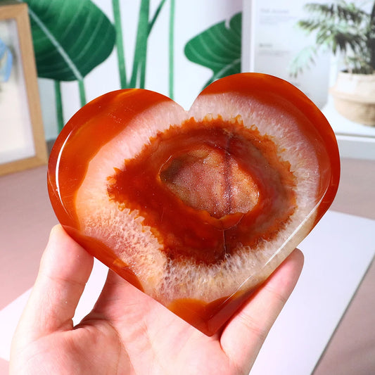 Large Carnelian Crystal Druzy Heart