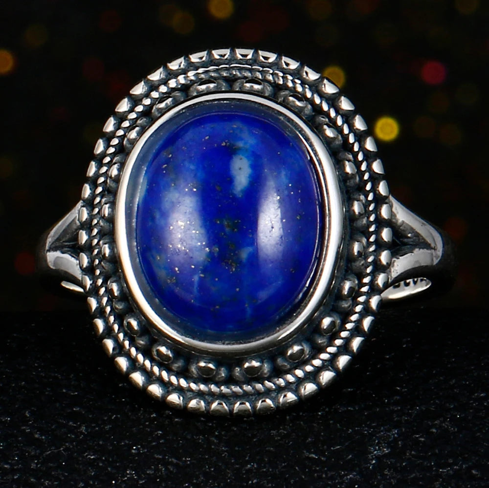 925 Sterling Silver Rings - Lapis Lazuli Collection - non-plated