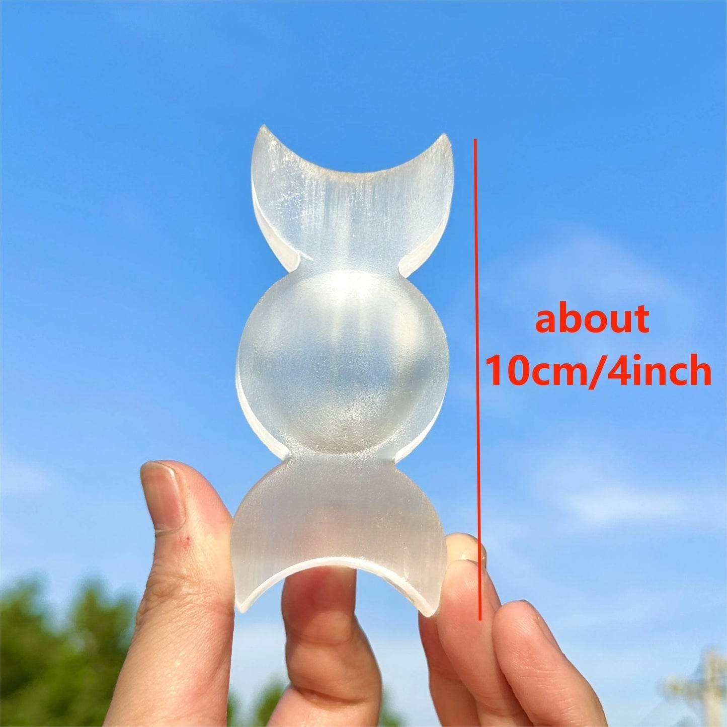 Triple Moon Selenite Crystal Charging Plate