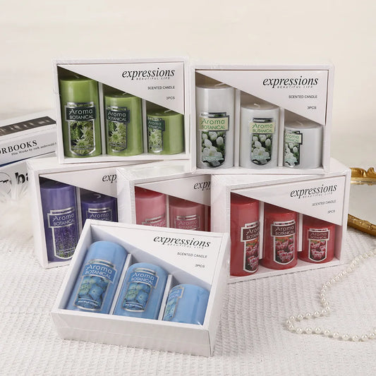 Scented Pillar Candles - 3 Pcs Set