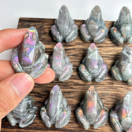 Mini Labradorite Crystal Frog Carving