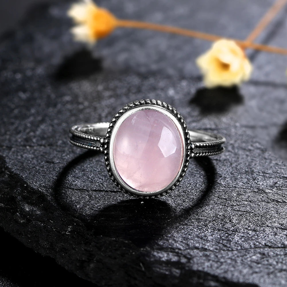925 Sterling Silver Rings - Rose Quartz Collection - non-plated