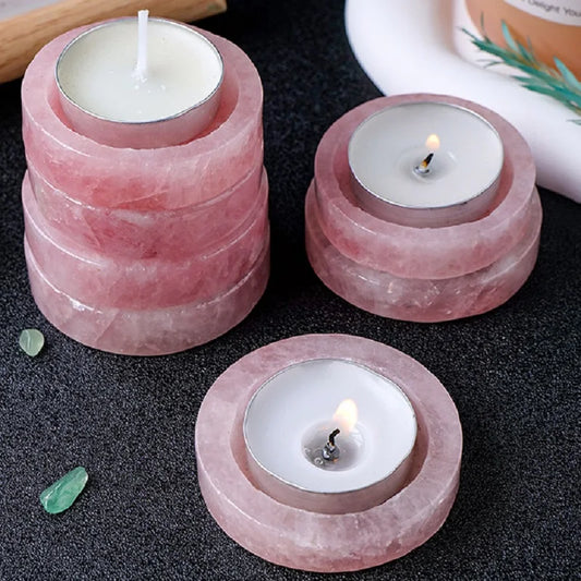 Rose Quartz Tealight Candle Holder