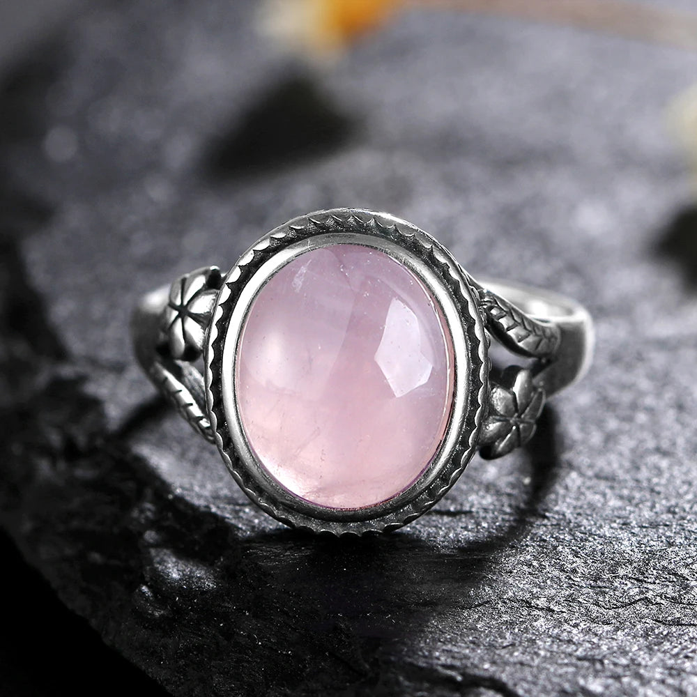 925 Sterling Silver Rings - Rose Quartz Collection - non-plated