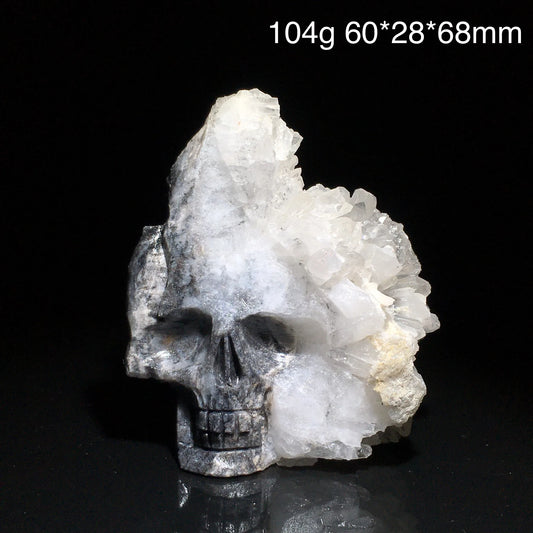 Clear Quartz Crystal Cluster Skull Carving